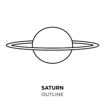 Saturn outline on white background Stock Illustration