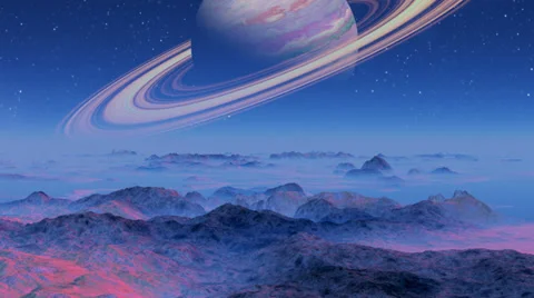 Saturn over the horizon Stock Footage 26718341