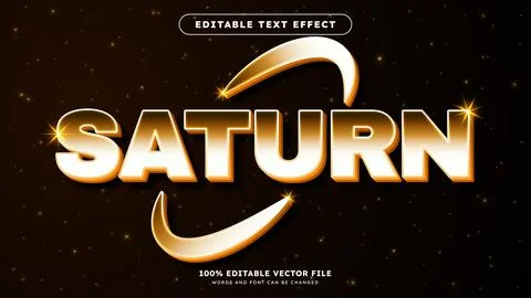 Saturn planet 3d text effect with outer space style Ilustración de archivo