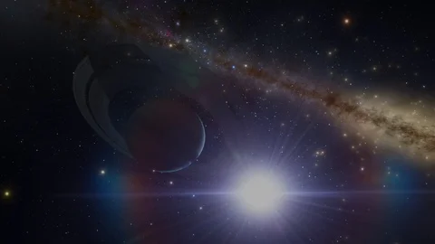 Saturn Planet and Moons From Below Video stock 84959154