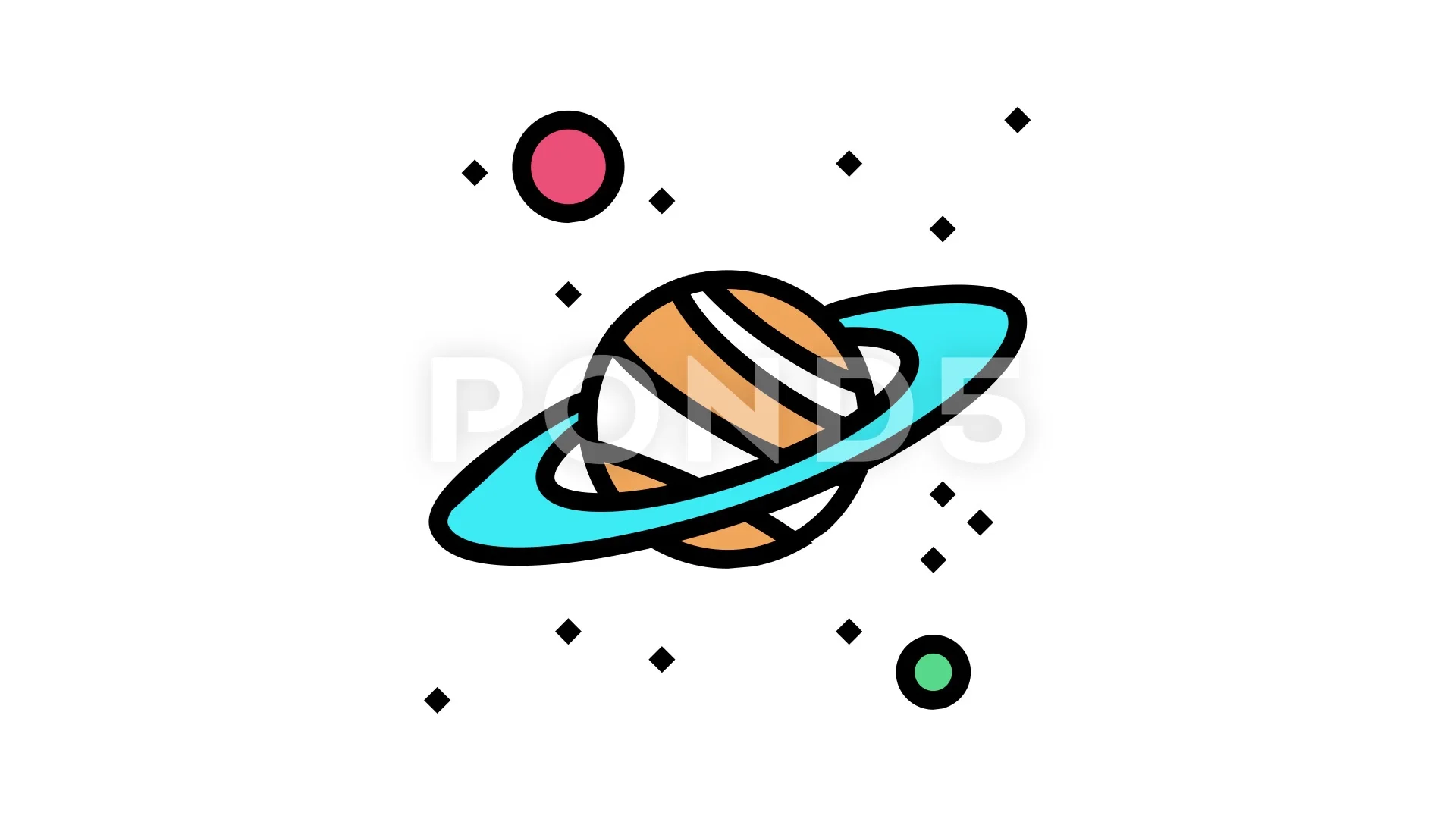 saturn planet color icon animation | Stock Video | Pond5