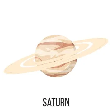 Saturn planet isolated on white background. Planet of solar system. Cartoon s Illustrazione stock