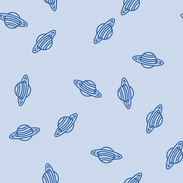 Saturn planet line seamless pattern Stock Illustration