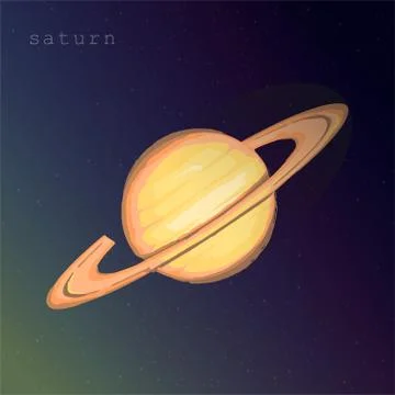Saturn planet with ring on the dark starry cosmic sky. vector illustration fo Stock Illustration