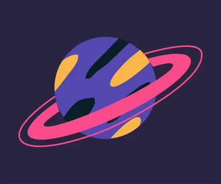 Saturn Planet with Ring as Space Adventure and Exploring Galaxy Vector Stock Illustration