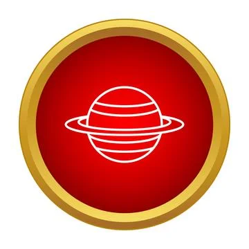 Saturn planet rotating in space flat icon Stock Illustration
