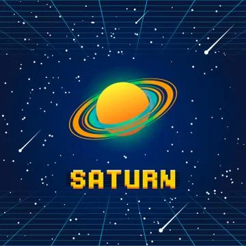 Saturn planet in starry sky イラスト素材