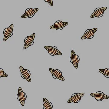 Saturn planet vector seamless pattern Stock Illustration