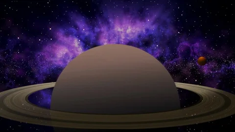 Saturn Ring Futuristic Orbit In Outer Space With Multi Glow Star. Stock Footage 111264498