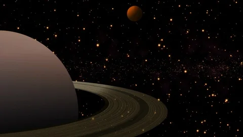 Saturn Ring Futuristic Orbit In Outer Space With Multi Glow Star Stock Footage 111267677