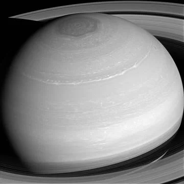 Saturn s many cloud patterns, swept along by high-speed winds, look as if ... Foto stock