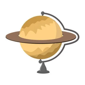 Saturn School globe. Planet geographical sphere. Model of  planet Saturns r.. イラスト素材