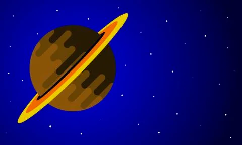 Saturn in the sky in a flat design Stock Illustration