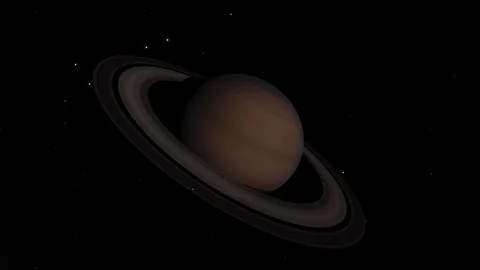 Saturn Stationary Rotating With Moons Video stock 83331329