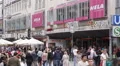 Saturn Store Fashion Brand Clothes People Shopping Street Famous Market Munich HD Footage