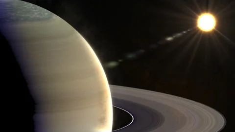 Saturn with Sun Stock Footage 163897668