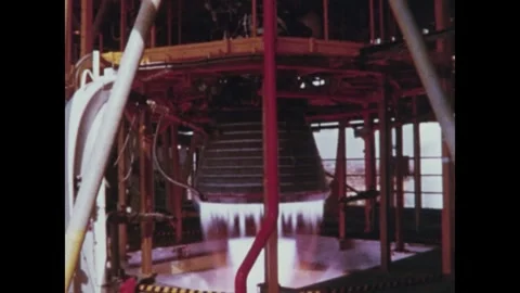 Saturn Third Stage J2 engine static test Video stock 297182898