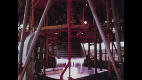Saturn Third Stage J2 engine static test Video stock 297183028
