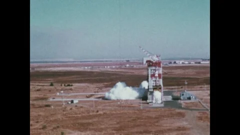 Saturn Third Stage J2 engine static test Video stock 297183044