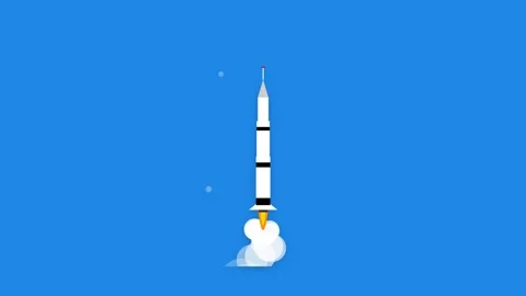 Saturn V Apollo 11 Rocket Launching with Billowing Smoke and Intense Engine.. Stock Footage 346612218