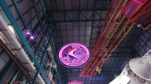 Saturn V Space Rocket in Hangar Stock Footage 126624595