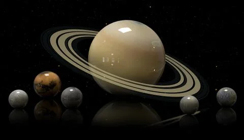 Saturn's moons and star. Elements of this image furnished by NASA. Stock Illustration