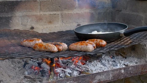 Sauages Being Cooked Stock Footage 95678328