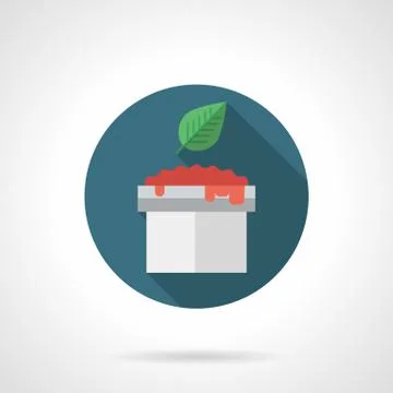 Sauce with basil flat color design vector icon Illustrazione stock