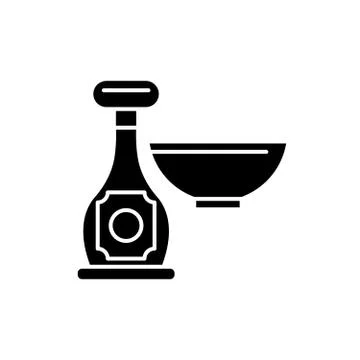 Sauce in a bottle black icon, vector sign on isolated background. Sauce in a Stock Illustration