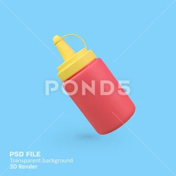 Sauce bottle isolated 3d render icon illustration Plantilla PSD