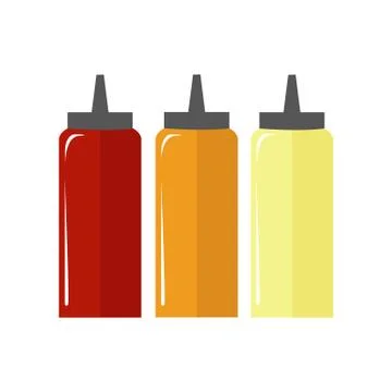 Sauce Bottle Simple Flat Illustration Stock Illustration
