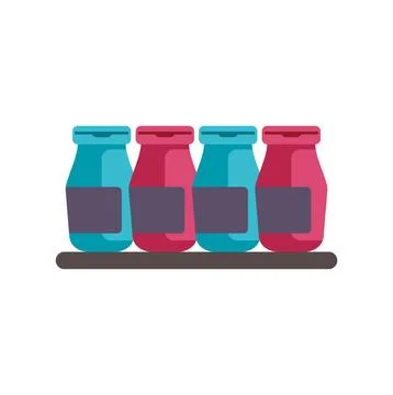 Sauce bottles condiments on shelf packaging illustration Stock Illustration
