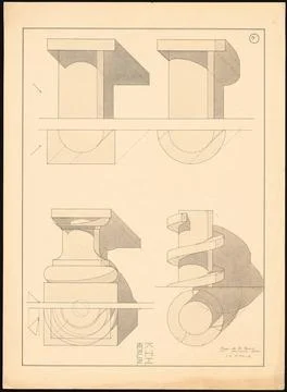 Sauce Eugen de la, perspective studies (1903): spiral staircase and carryi... 스톡 사진
