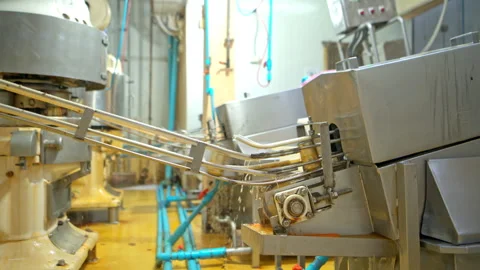 The sauce filling point into cans is one step in the process Stock Footage 339004598