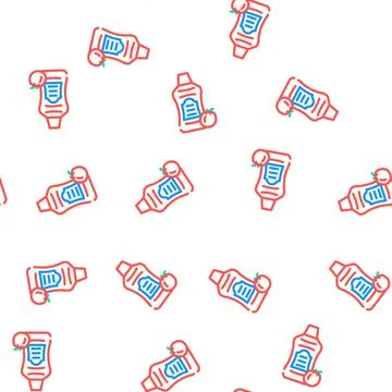 Sauce natural tomato bottle vector seamless pattern Stock Illustration