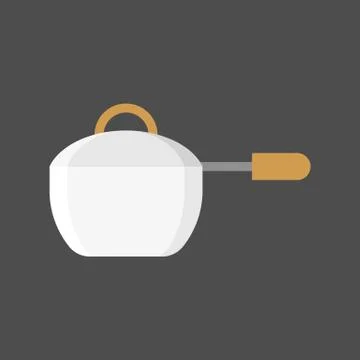 Sauce pan icon with handle, flat design vector Stock Illustration