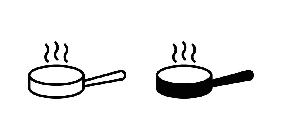 Sauce pan icon vector template set in black Stock Illustration