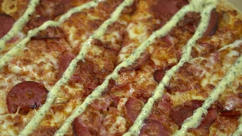 Sauce the pizza close-up Stock Footage 187166450