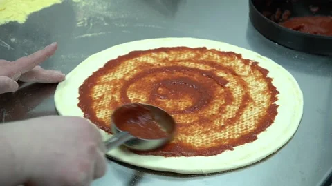 Sauce on pizza Stock Footage 187161267