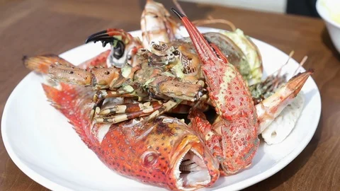 Sauce on a Seafood Platter Video stock 122766509