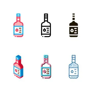 Sauce stylized bottle icon vector outline Stock Illustration