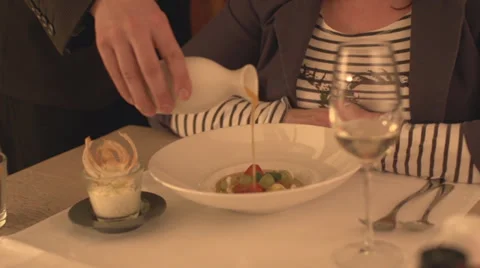 Sauce Thrown over Dinner Stock Footage 34317534