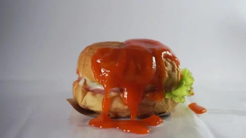 Sauced burger Stock Footage 233943862