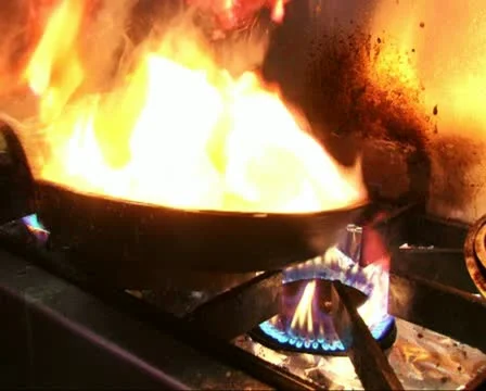 Saucepan on fire Stock Footage 20511569