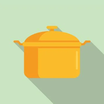 Saucepan icon, flat style Stock Illustration