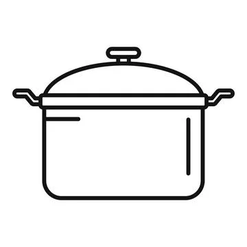 Saucepan icon, outline style Stock Illustration