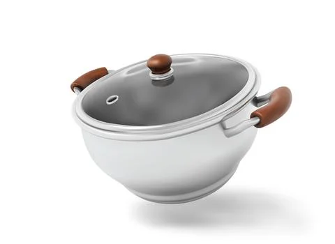 Saucepan or kitchen cooking pot, stockpot 3d icon Illustrazione stock
