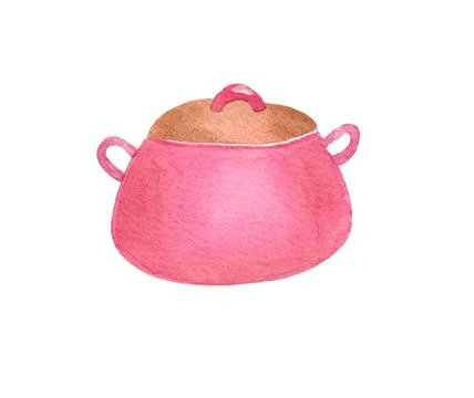 Saucepan. Pink pot. Stock Illustration
