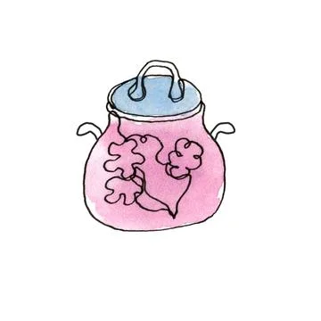 Saucepan. Pot. Single line. Stock Illustration