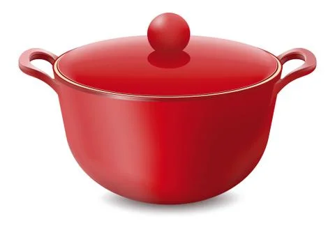 Saucepan Red isolated on white Vector illustration Stock Illustration